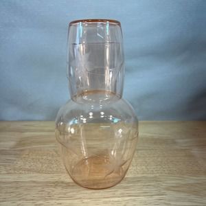 VINTAGE 1930’s Pink Depression glass bedside carafe set